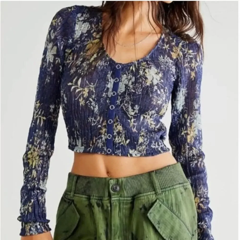 Free People Angelina Floral Print Crop Top Extra Small